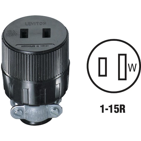 Leviton 15A 125V 2-Wire 2-Pole Round Cord Connector 001-612